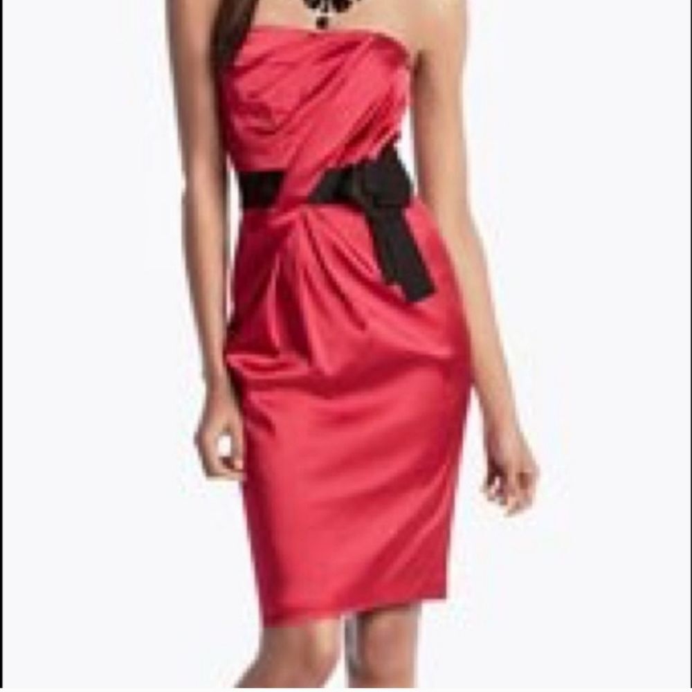 Whbm satin belted cocktail Mini strapless dress size 8